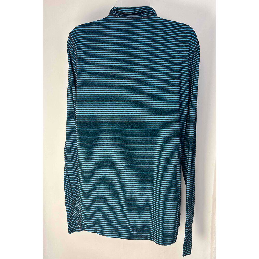 GapFit Women’s Blue Striped‎ Long Sleeve Half Zip Pullover Shirt Large - Picture 3 of 5